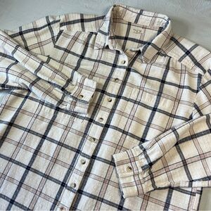 Pilcro Anthropologie Pink, Navy Metallic Gold Plaid Women Sz M Shirt Long Sleeve